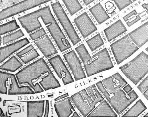 Location map of original St Giles Almshouses