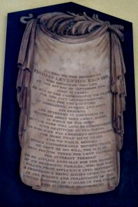 Memorial plaque of Thomas Leverton
