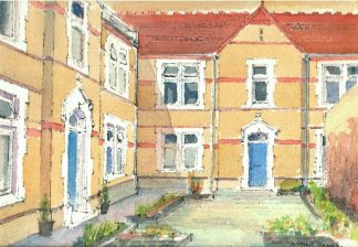Watercolour of St Giles Almshouses