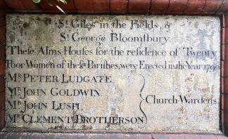 Commemorative plaque of re-sited St Giles Almshouses - 1790